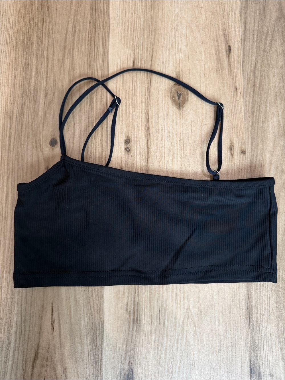 Edikted Black One-Shoulder Ribbed Bandeau